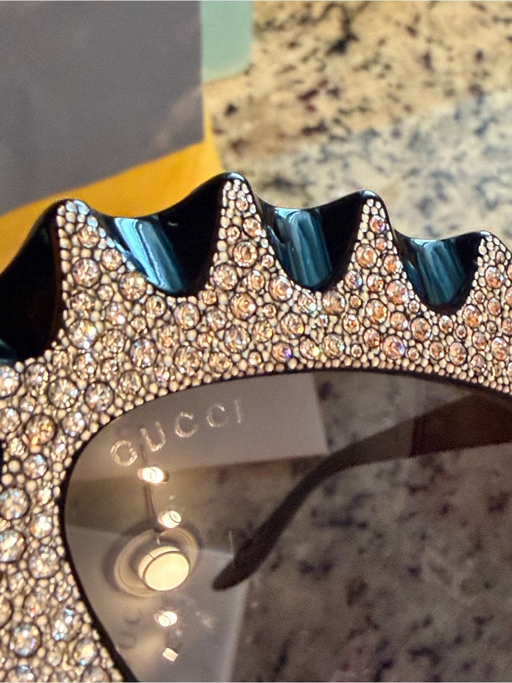 Gucci GG0781S Crystal-Embellished Black Cat-Eyed Hollywood Forever Sunglasses - Picture 11 of 14